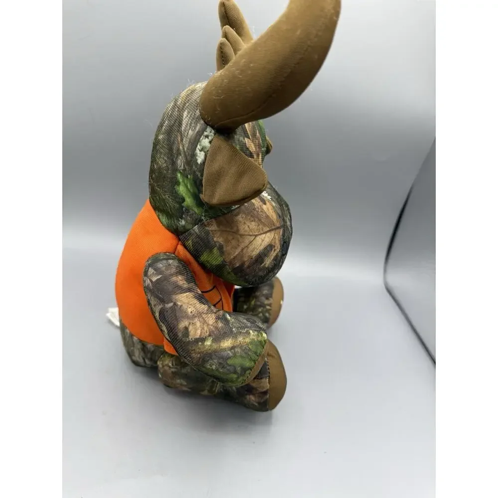 Mossy Oak Camo Moose Plush Stuffed Animal Orange Vest Hunting Toy
